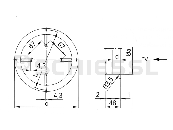 EBM wall ring D = 200mm suction (V) 52544-2-4037